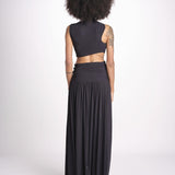 cropped top in jersey con drappeggio asimmetrico ALIN DEEP BLACK amazuìn 