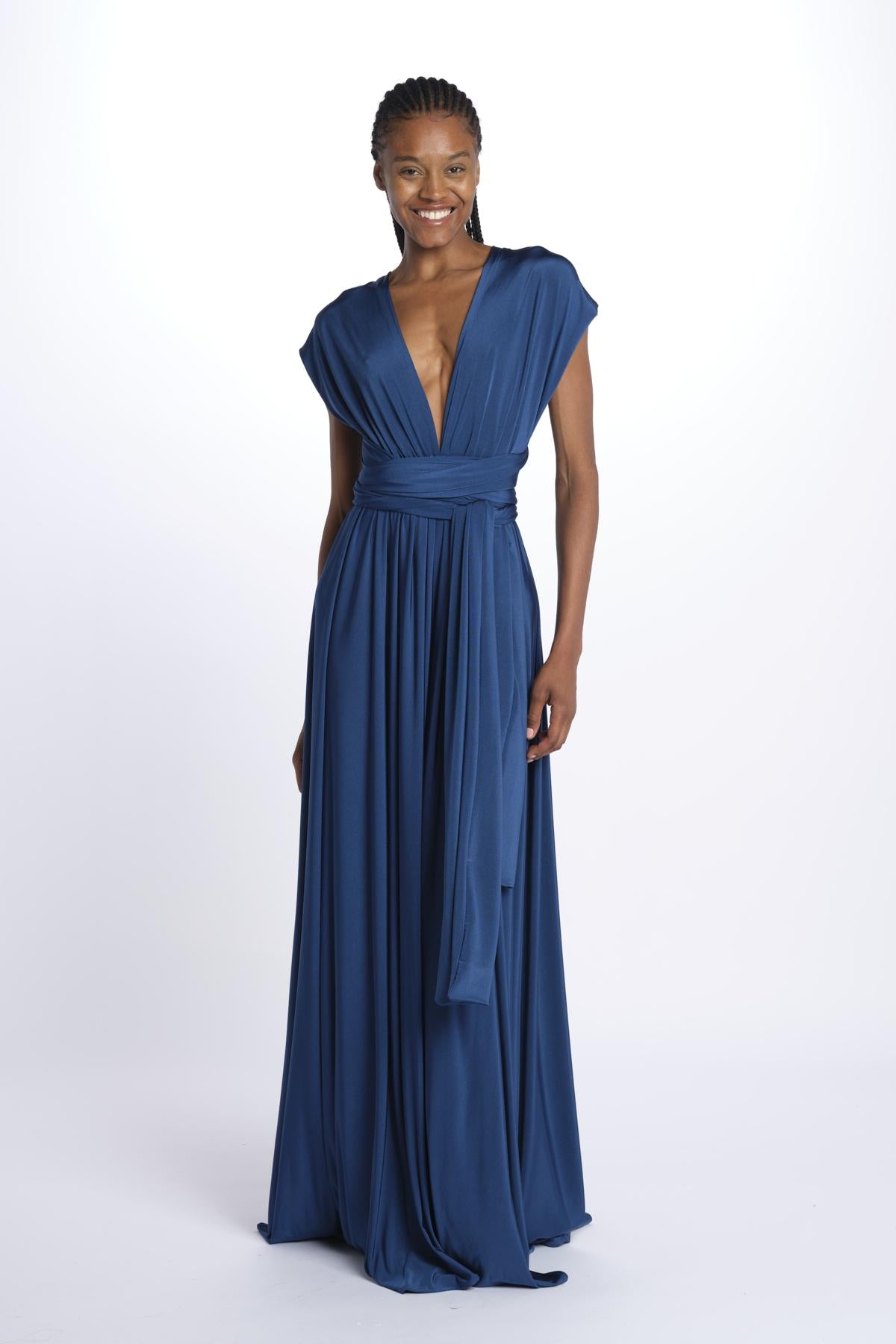 ALLUIM DRESS abito lungo ALLIUM DARK PETROL nash 