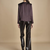 camicia con drappeggio TULLAH F25-142 039 CHOCOLATE oscar 