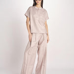 camicia in lino con maniche corte ILENIA IL34 ANTICO nine in the morning 