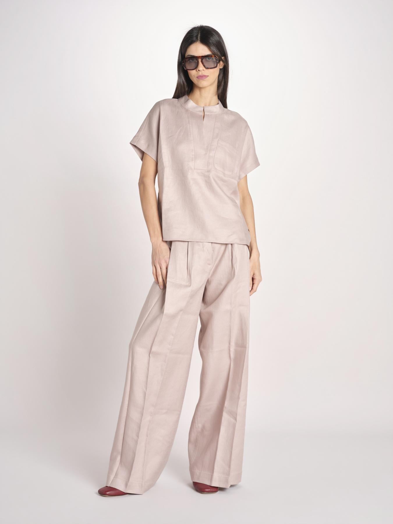 camicia in lino con maniche corte ILENIA IL34 ANTICO nine in the morning 