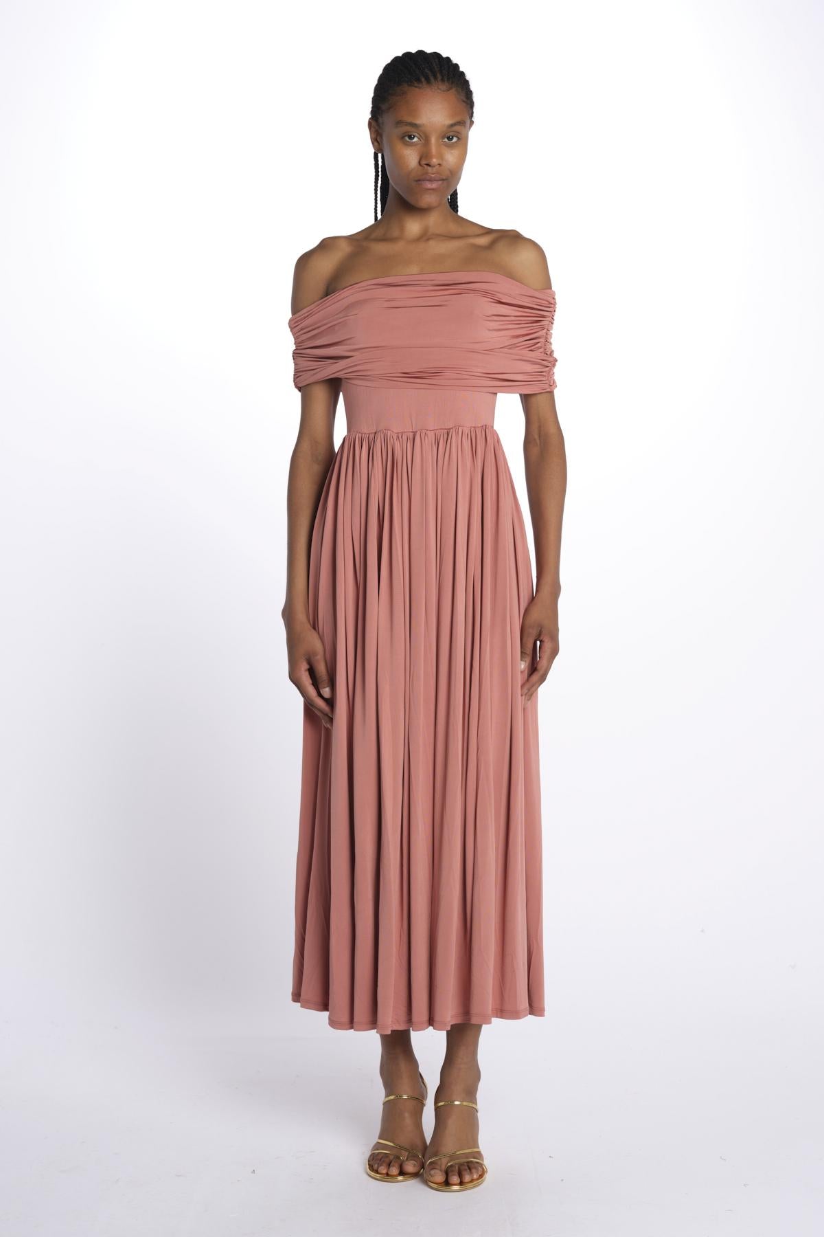 Abito ARIEL midi jersey arricciato 12248301 TERRACOTTA malina 