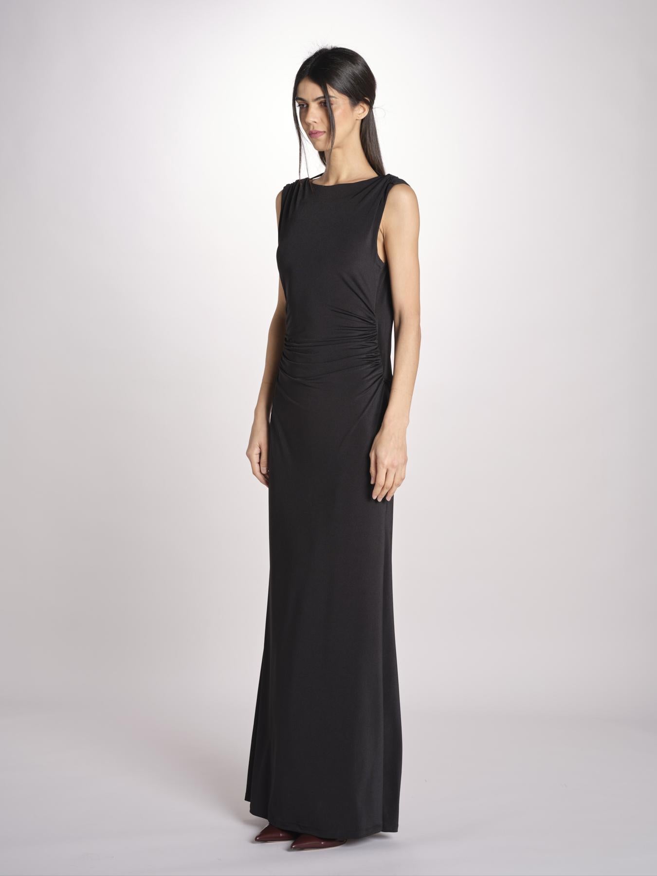 abito lungo in jersey con scollo dietro 3328 BLACK access 