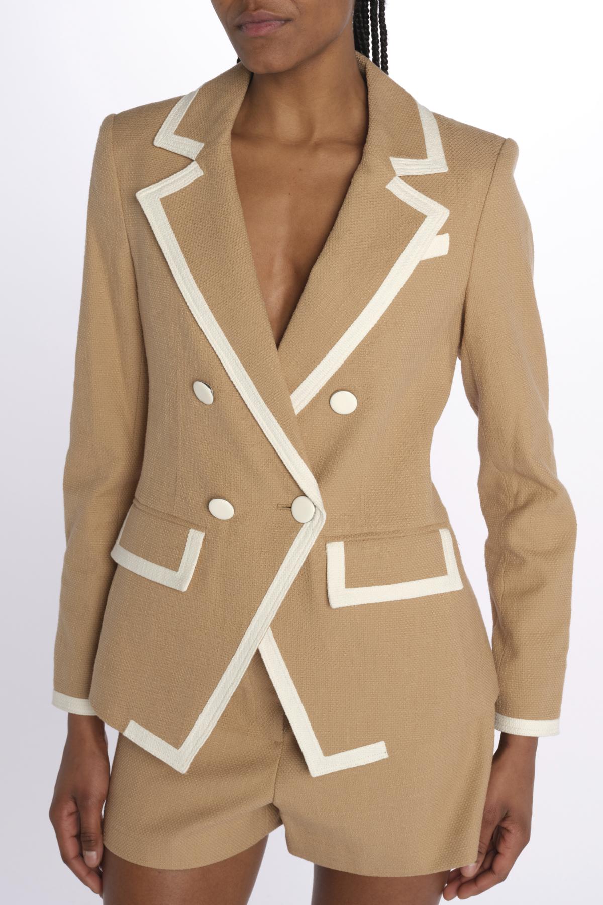 Blazer EDISON doppio petto con profilo TW4610536 KHAKI veronica beard 