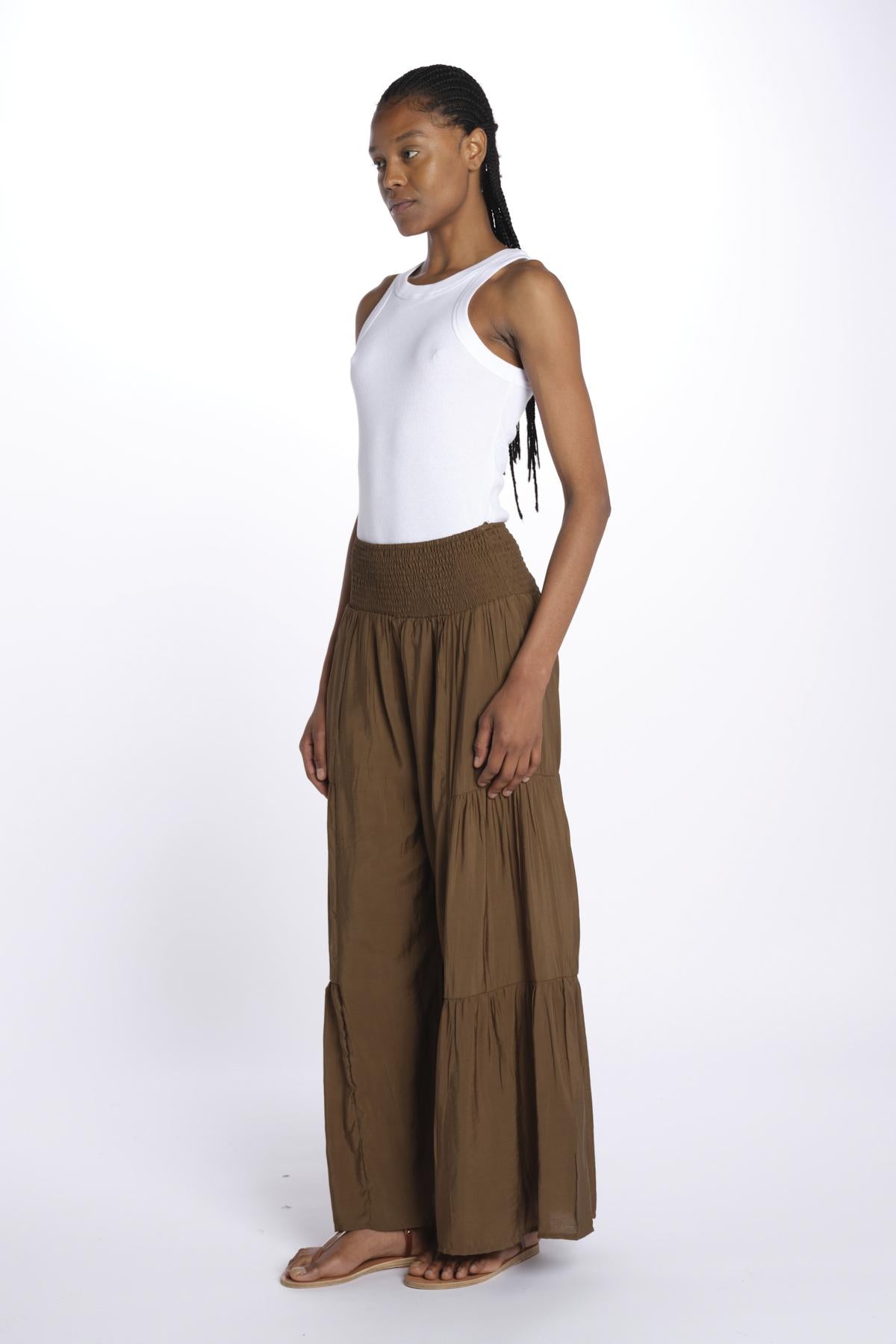 EMILE pantaloni con balze EMILE OLIVE laraethnics 