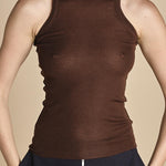 top americano a costine in lana merino LAU28 E2220 CIOCCOLATO milaura 