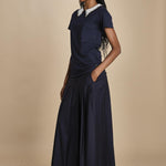 t-shirt con colletto ricamato F07141571101 BLU n21 