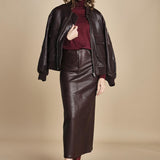 LISANNE gonna longuette in pelle LISANNE  IO118050 RE401 ivy oak 