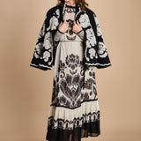 abito lungo con stampa a fiori FLORA ARABESQUE 339998 CREAM farm rio 