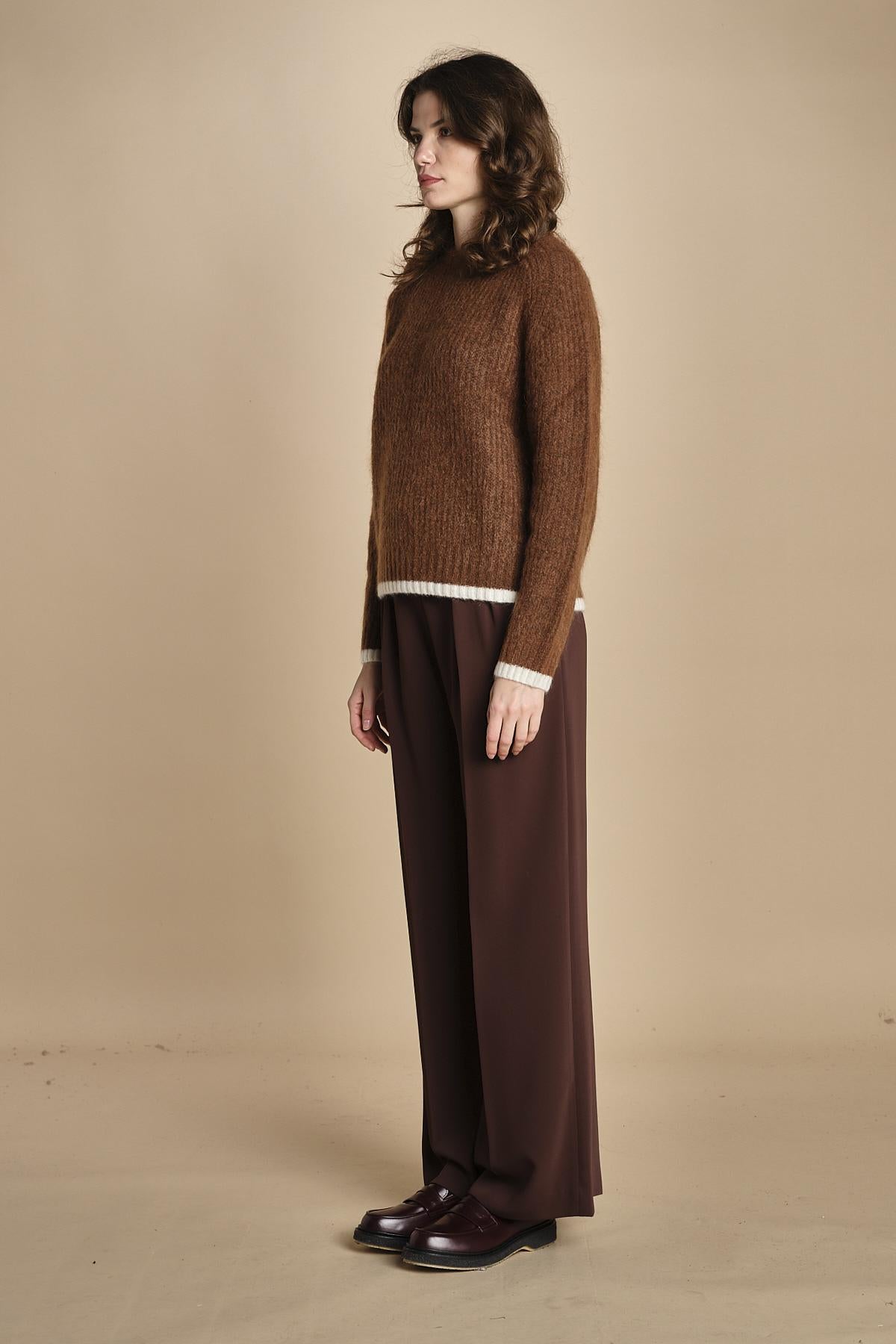 maglia a coste in mohair 15K106WM005 P661 VICUNA ines de la fressange 
