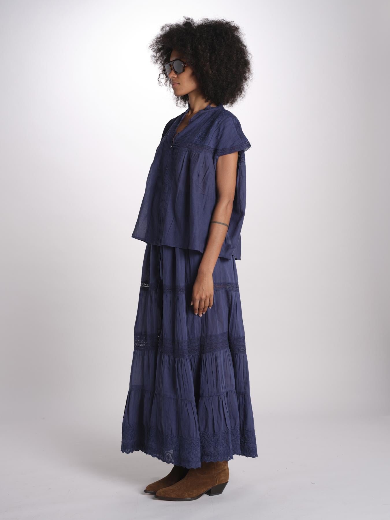 gonna in voille e pizzo CARAVELLE 6EVA53-V07316 ENCRE vanessa bruno 