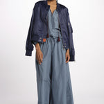 BYBLOS camicia in seta con manica ricamata by milaura. BE22486 GREY BLU benaras soleil 