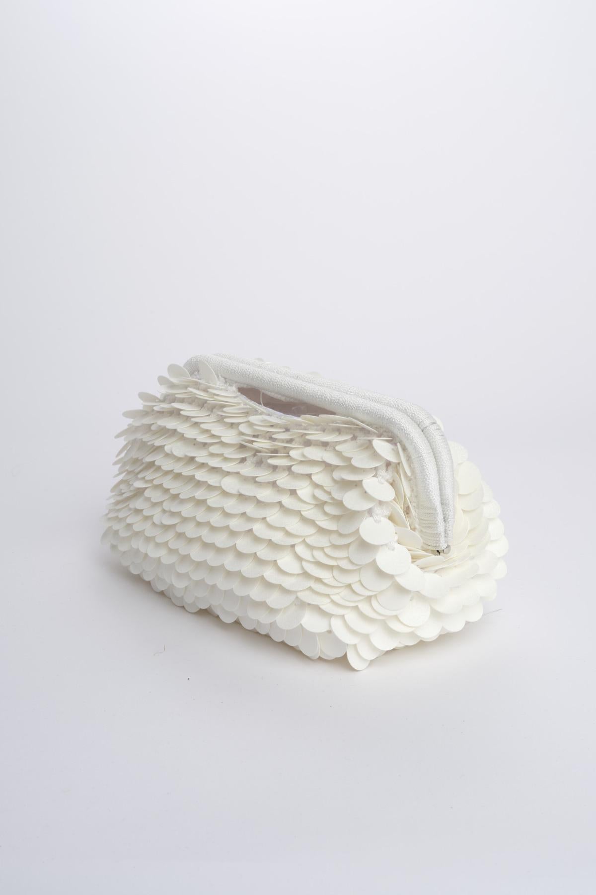 Clutch SANTORINI grande con paillettes BAG SANTORINI WHITE boheme couture 