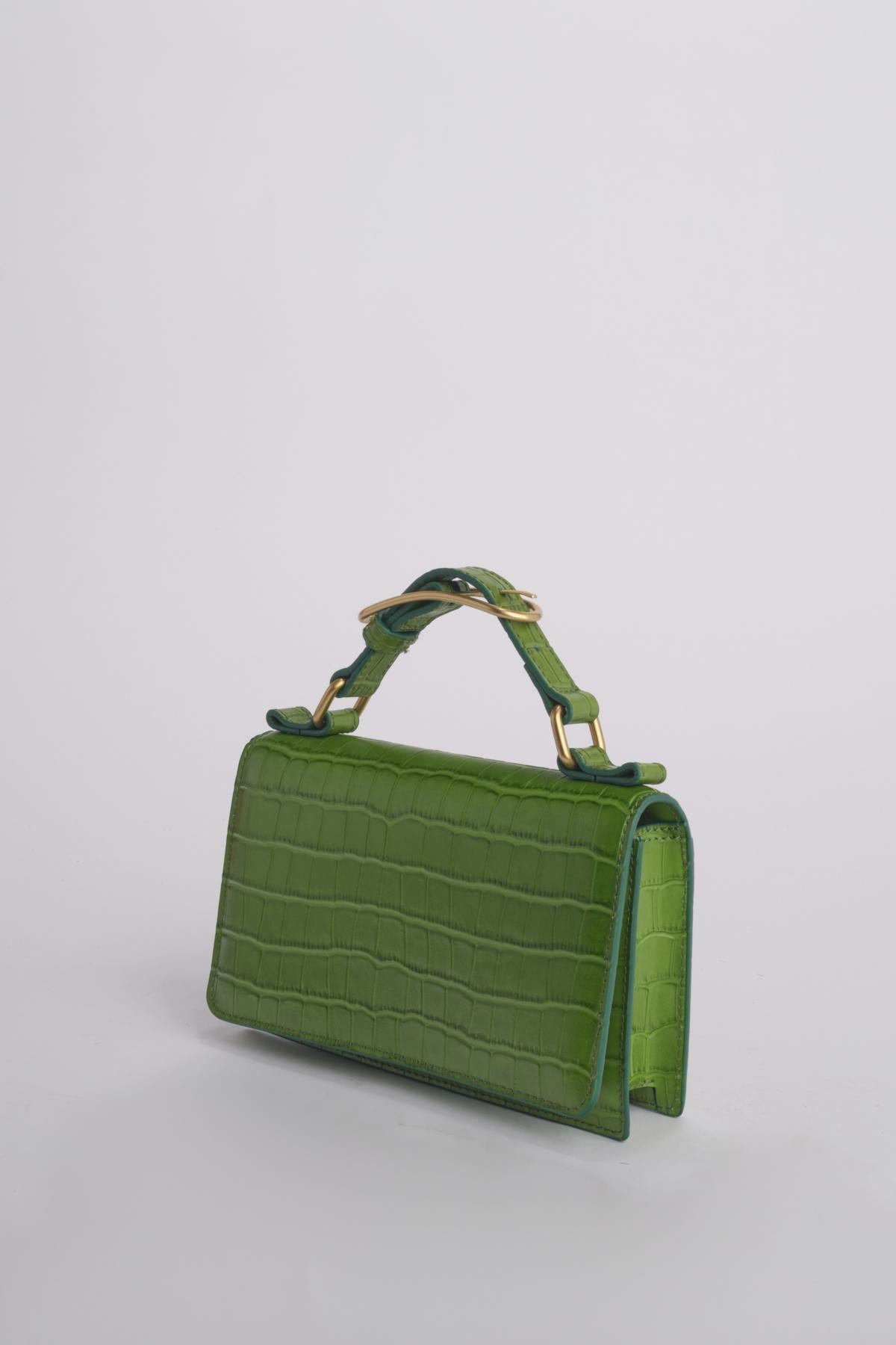 Clutch AUDREY MINI CLUTCH pelle B575CFC GREEN studio AMELIA 