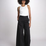 pantalone in lino con pinces PETRA PE98 BLACK nine in the morning 