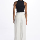 Pantalone MARLENE lino con pences 14P008LI026 WHITE ines de la fressange 