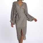 Caftano LOULI CAFTAN stampa zig zag S25065 BLACKANDWHITE sundress 