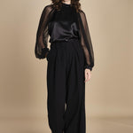 camicia raso e chiffon LISBONA BLACK crida 