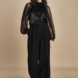 camicia raso e chiffon LISBONA BLACK crida 