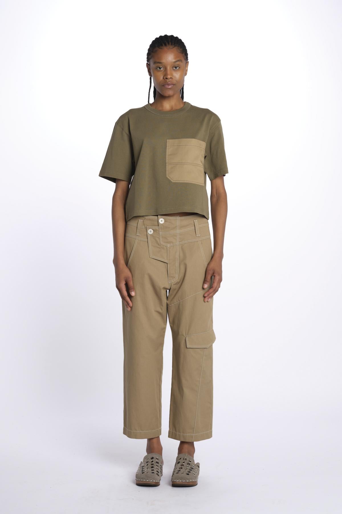 t-shirt baby pocket cropped con tasche 12662 106 KHAKI jejia 
