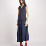 Gonna lunga con inserto centrale in jersey crêpe a pieghe plissé in tessuto tecnico FOLK 2615771011600 002 BLU weekend maxmara 