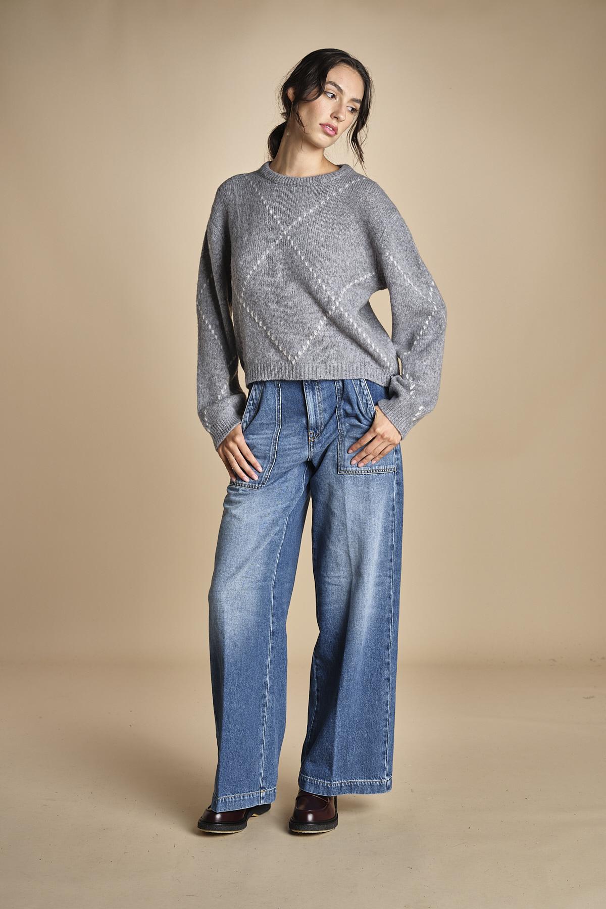 maglia girocollo con rombi CORNELIA GRIGIO tenne' 