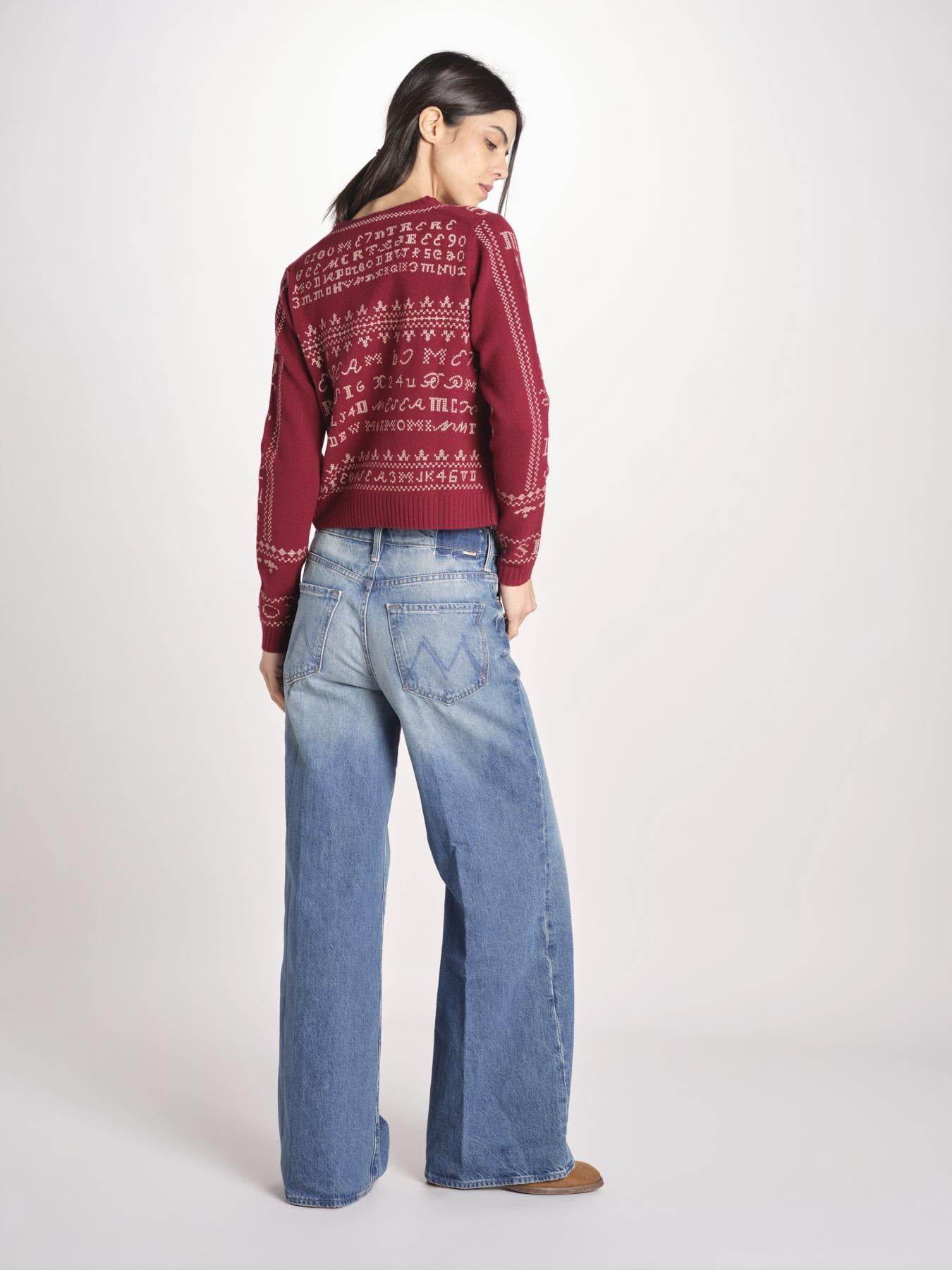 Cardigan con ricamo punto croce 076 BURGUNDY sea ny 