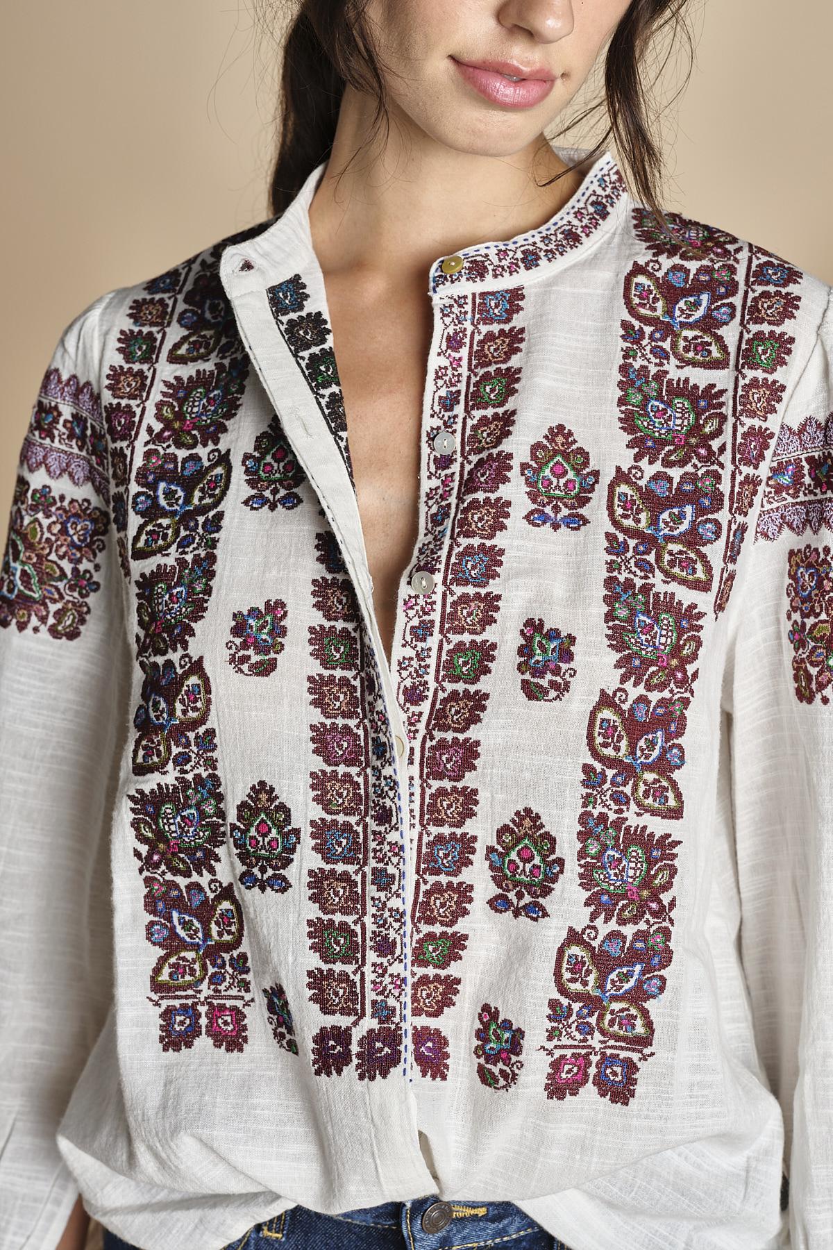 camicia con ricamo floreale TAMI BLOUSE CREAM antik batik 