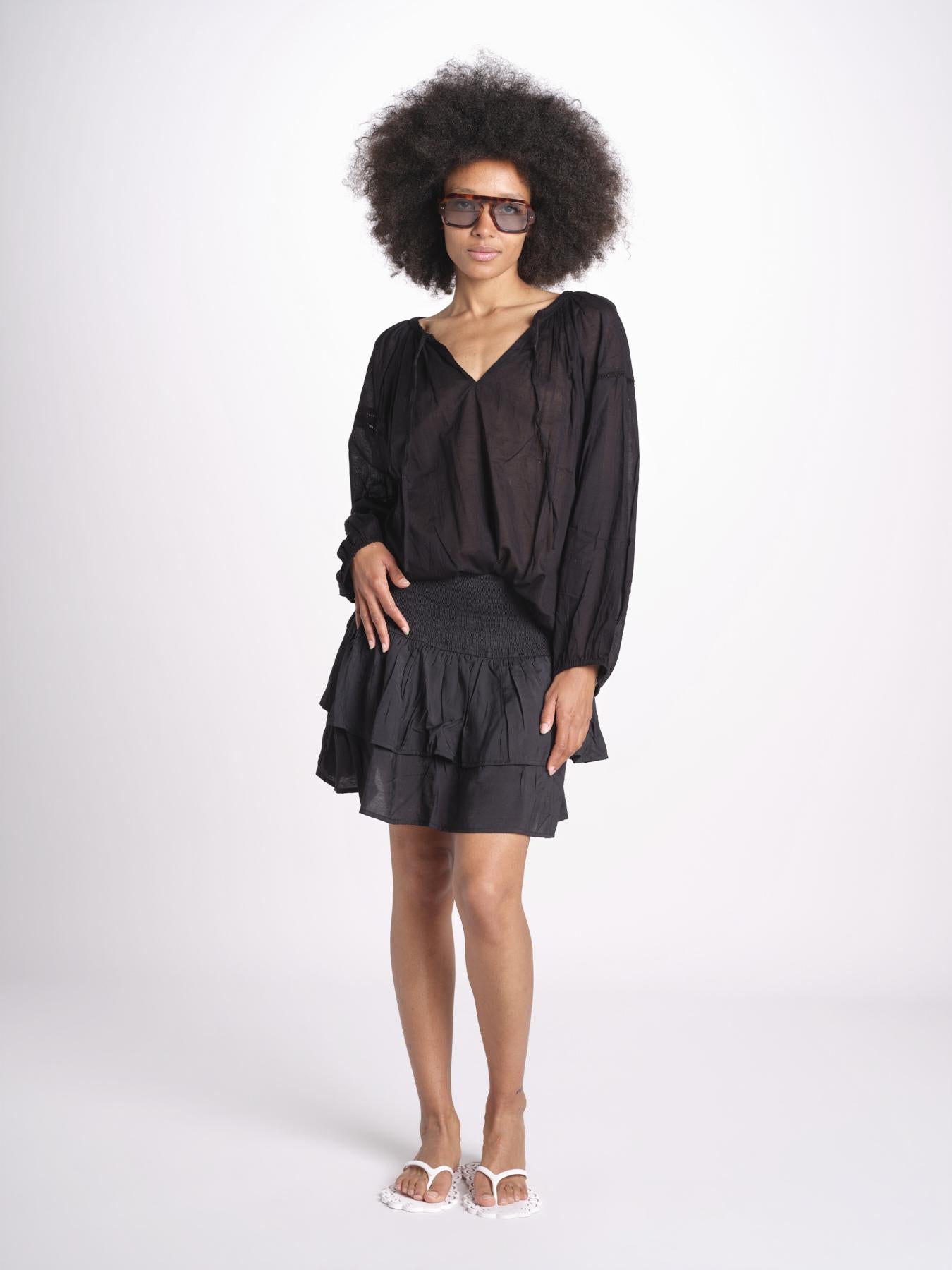camicia voille nervature ALEXANBLATU NOIR laraethnics 
