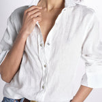 camicia uomo lino con automatici SABRILI AVORIO milaura 