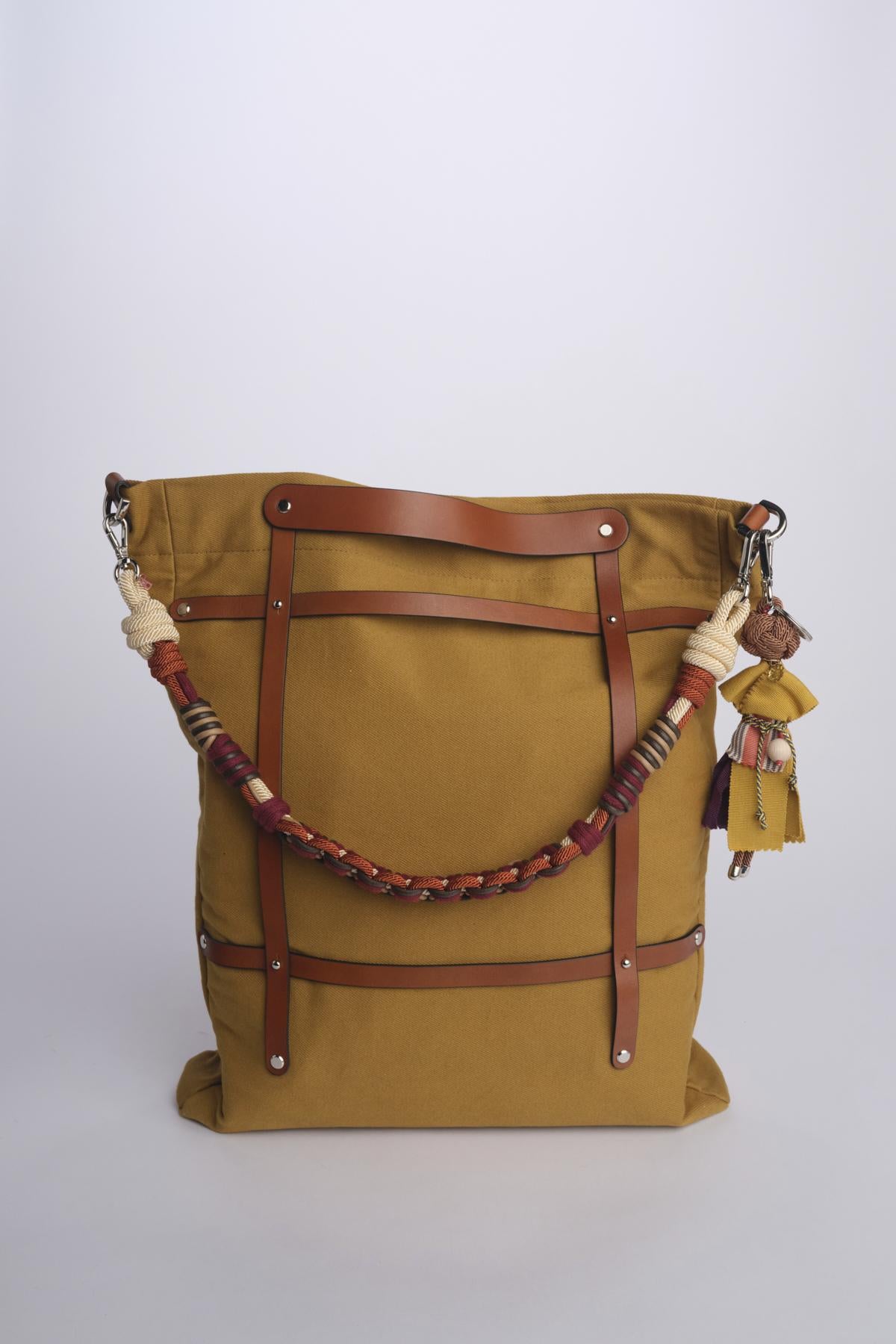 OPTIMISTE + ALICE  Bag tracolla tela verticale + pelle OPCOMUS MUSTARD my bob 