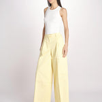 pantalone a vita bassa in gabardina DEVA T3118 T0176 LIGHT YELLOW the latest 