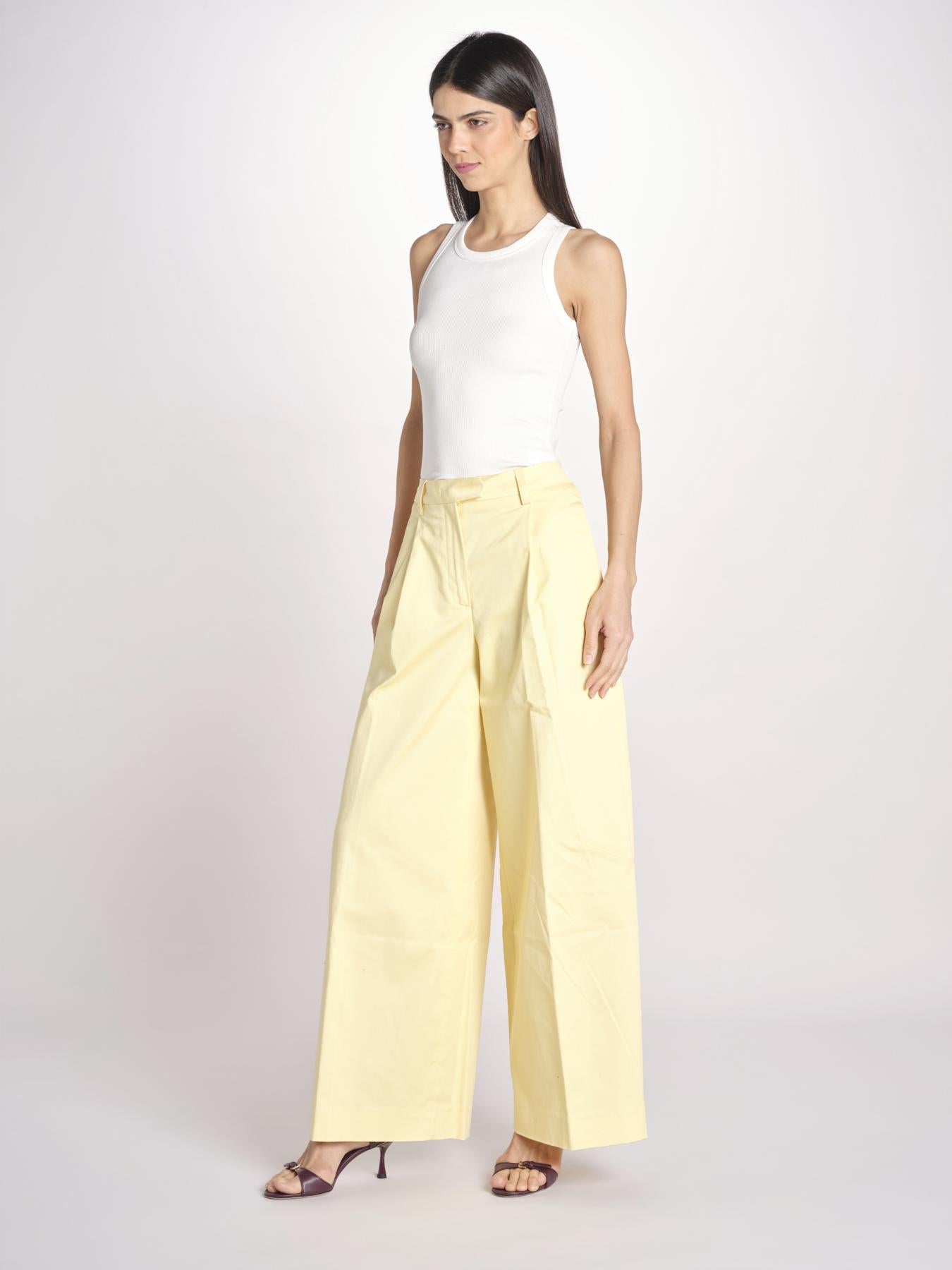 pantalone a vita bassa in gabardina DEVA T3118 T0176 LIGHT YELLOW the latest 