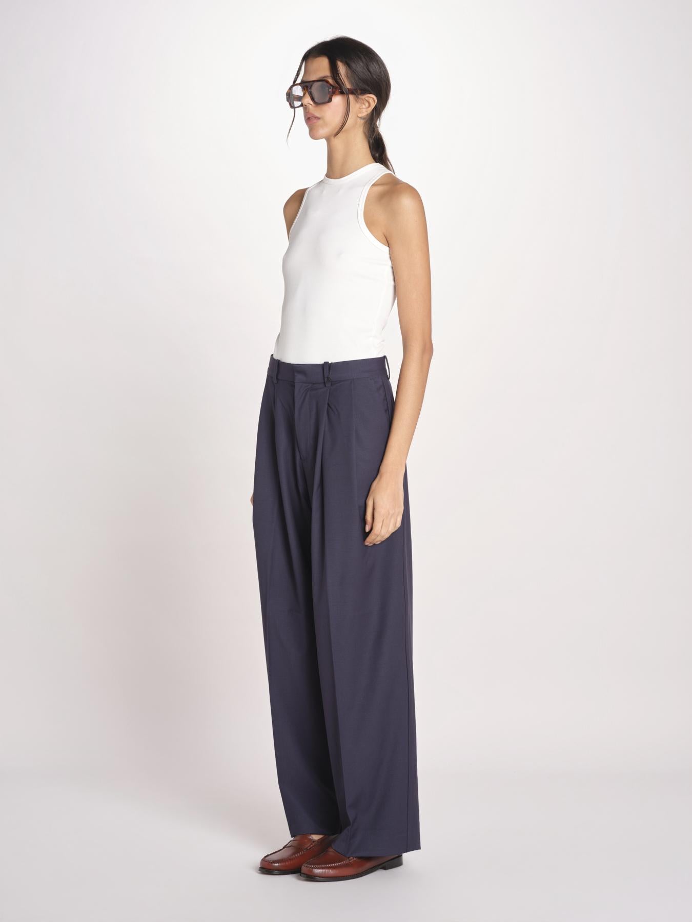 patalone con pinces NOEMI COOL WOOL NAVY BLUE true avenue 