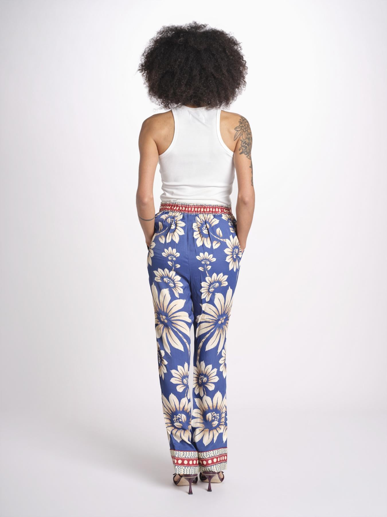pantalone pigiama con stampa a fiori 344133 LUNA BLUE 26067 farm rio 