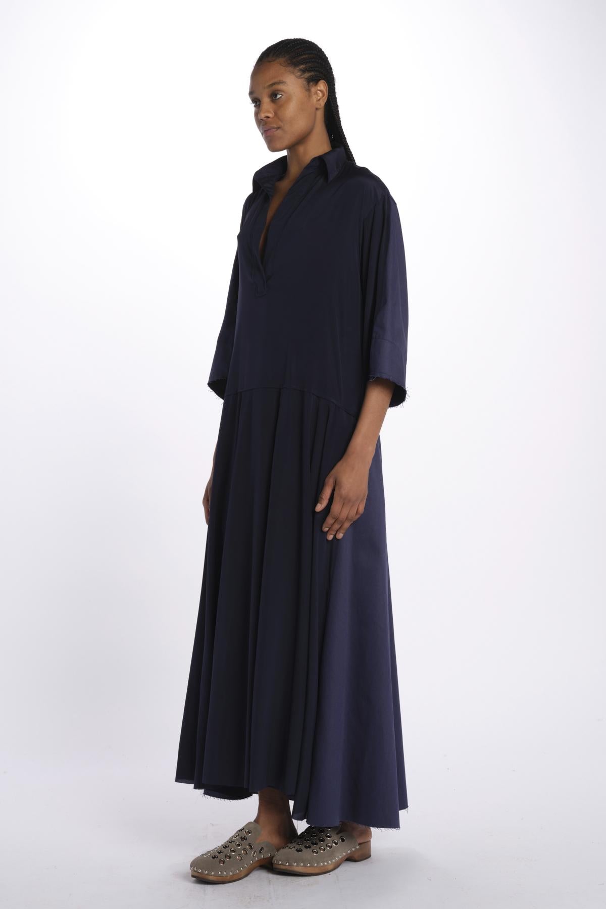 Abito lungo scollo V NEW CHRISTY DRESS BLUECOTTON jejia 