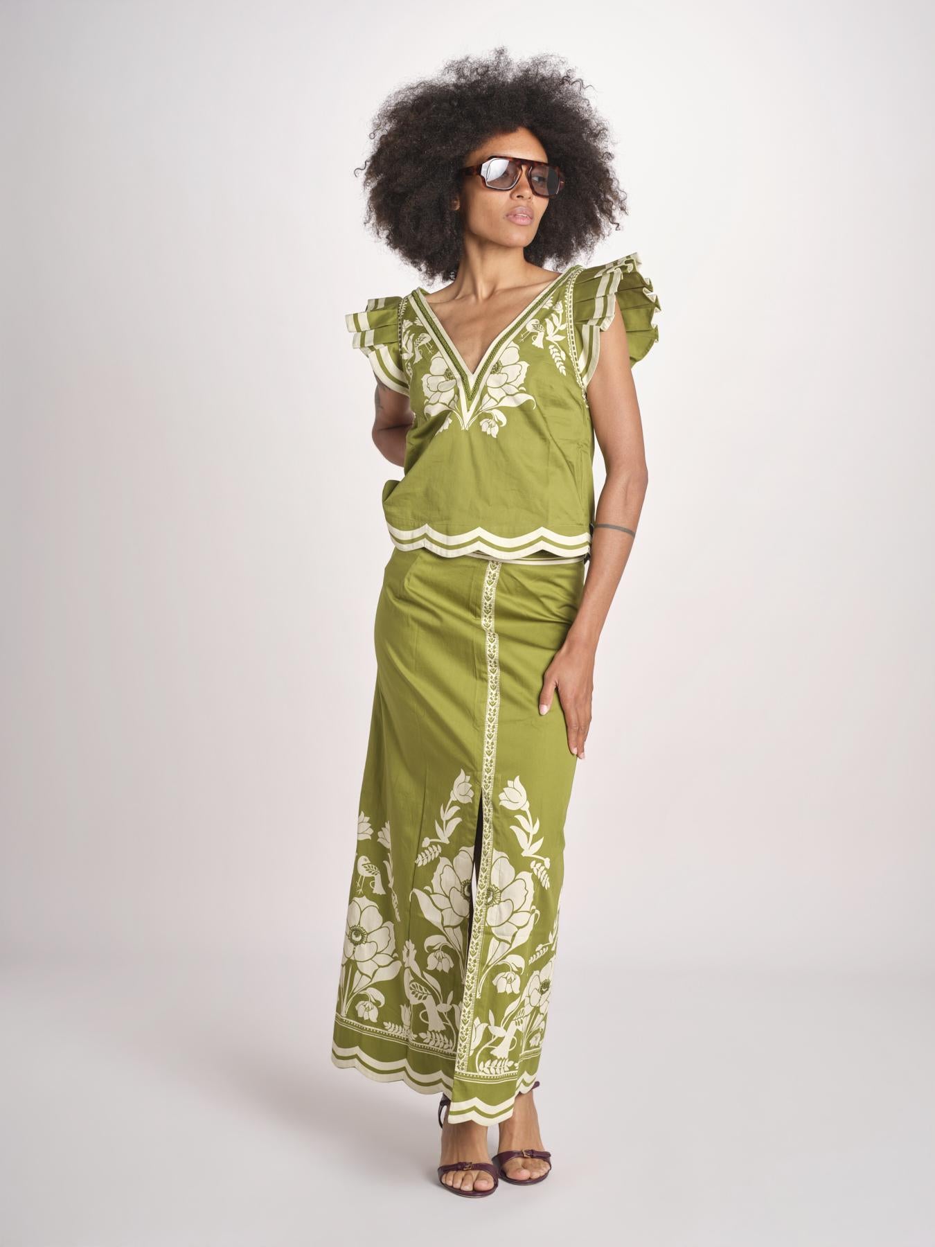 top con stampa a fiori VITTORE CALLA GREEN scarlett poppies 