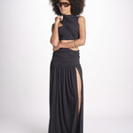cropped top in jersey con drappeggio asimmetrico ALIN DEEP BLACK amazuìn 