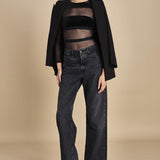 body  in velluto e tulle a righe GO FOR IT BLACK undress code 