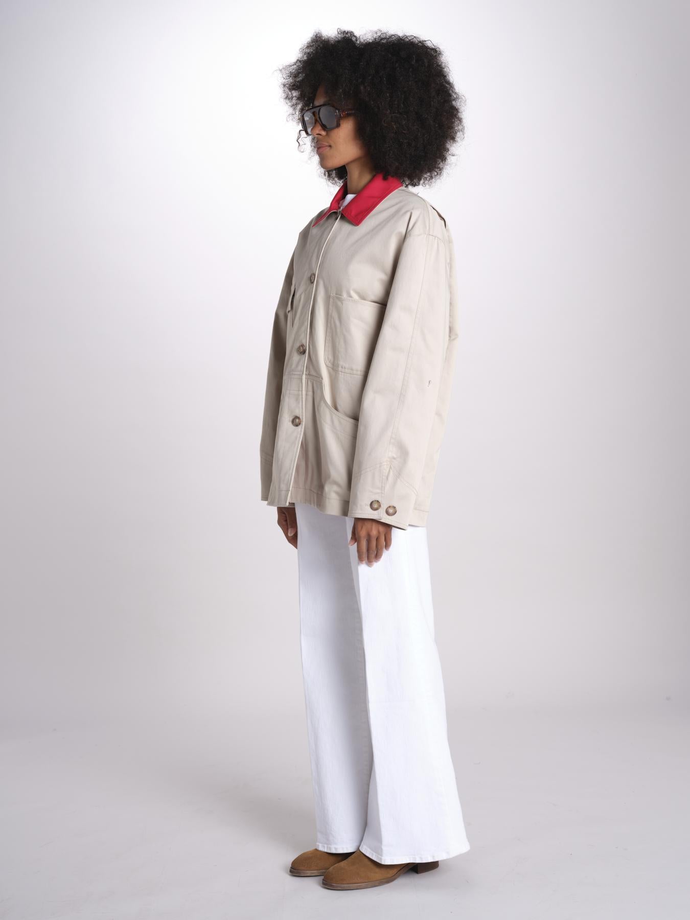 giacca sahariana con colletto in contrasto 16V525CO574 P150 BEIGE ines de la fressange 