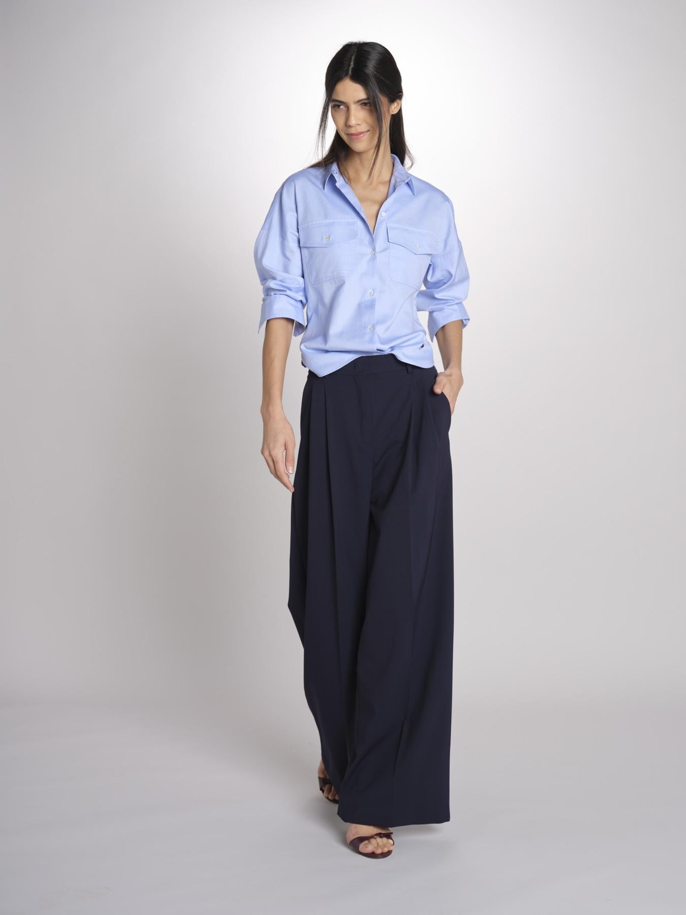 camicia dalla linea sfiancata con pince PESI 2615111041600 002 AZZURRO weekend maxmara 