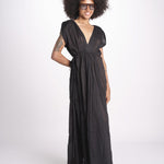 abito con nervature legato in vita MIKONBLK NOIR laraethnics 