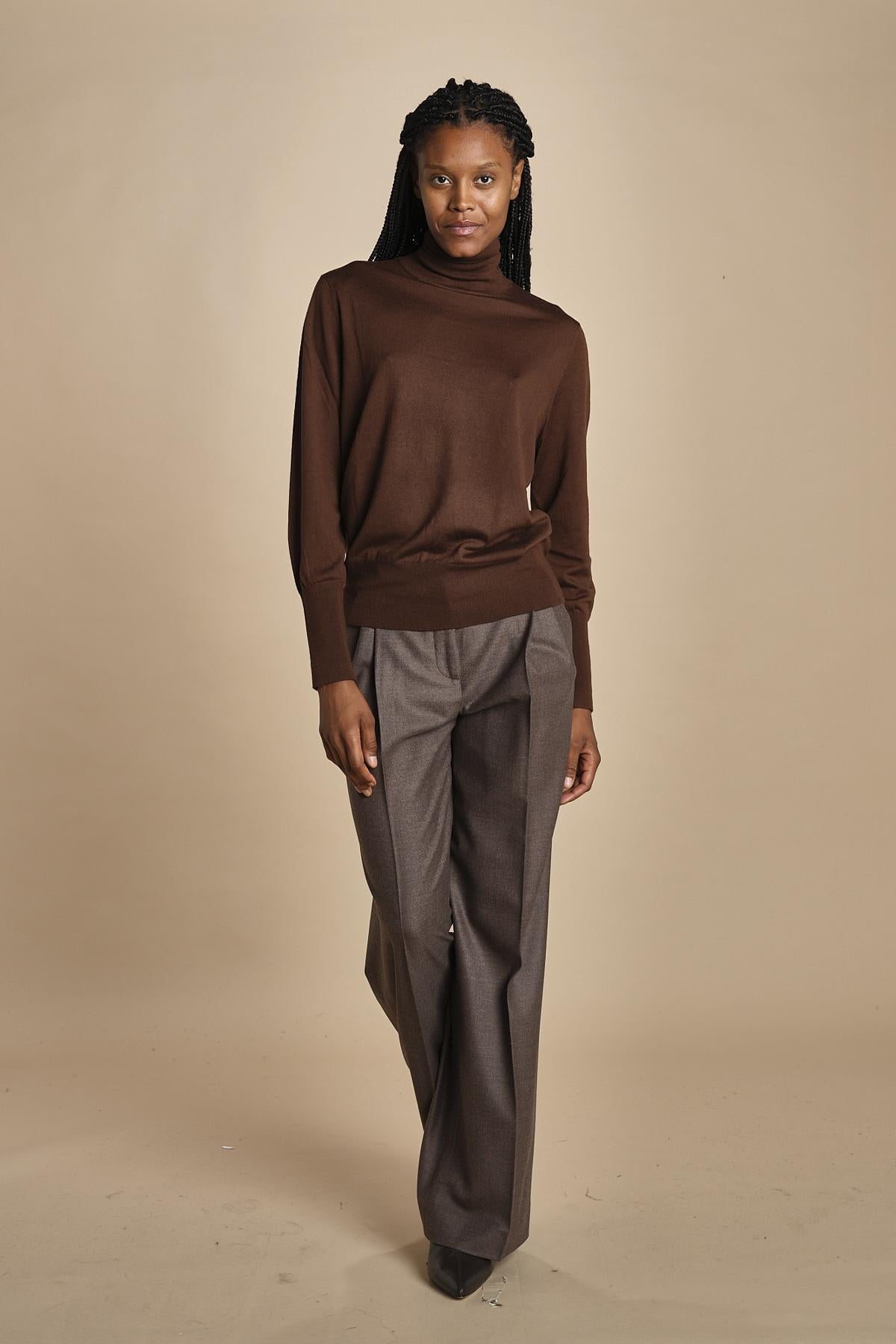 pantalone in flanella con pinces MAFALDA T 357194 73 quelledue 