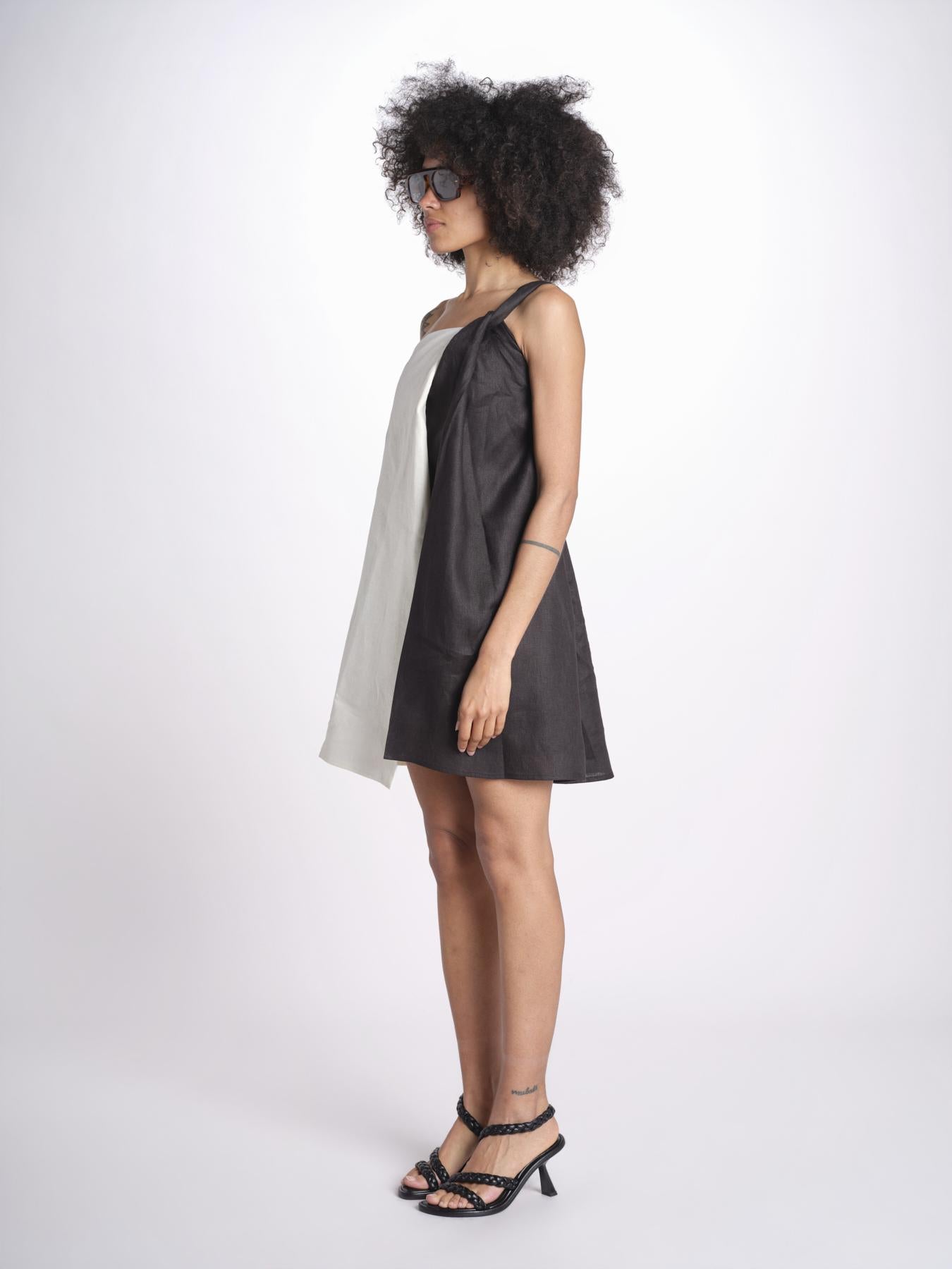 miniabito bicolore in  lino ORCHID NERO undress code 