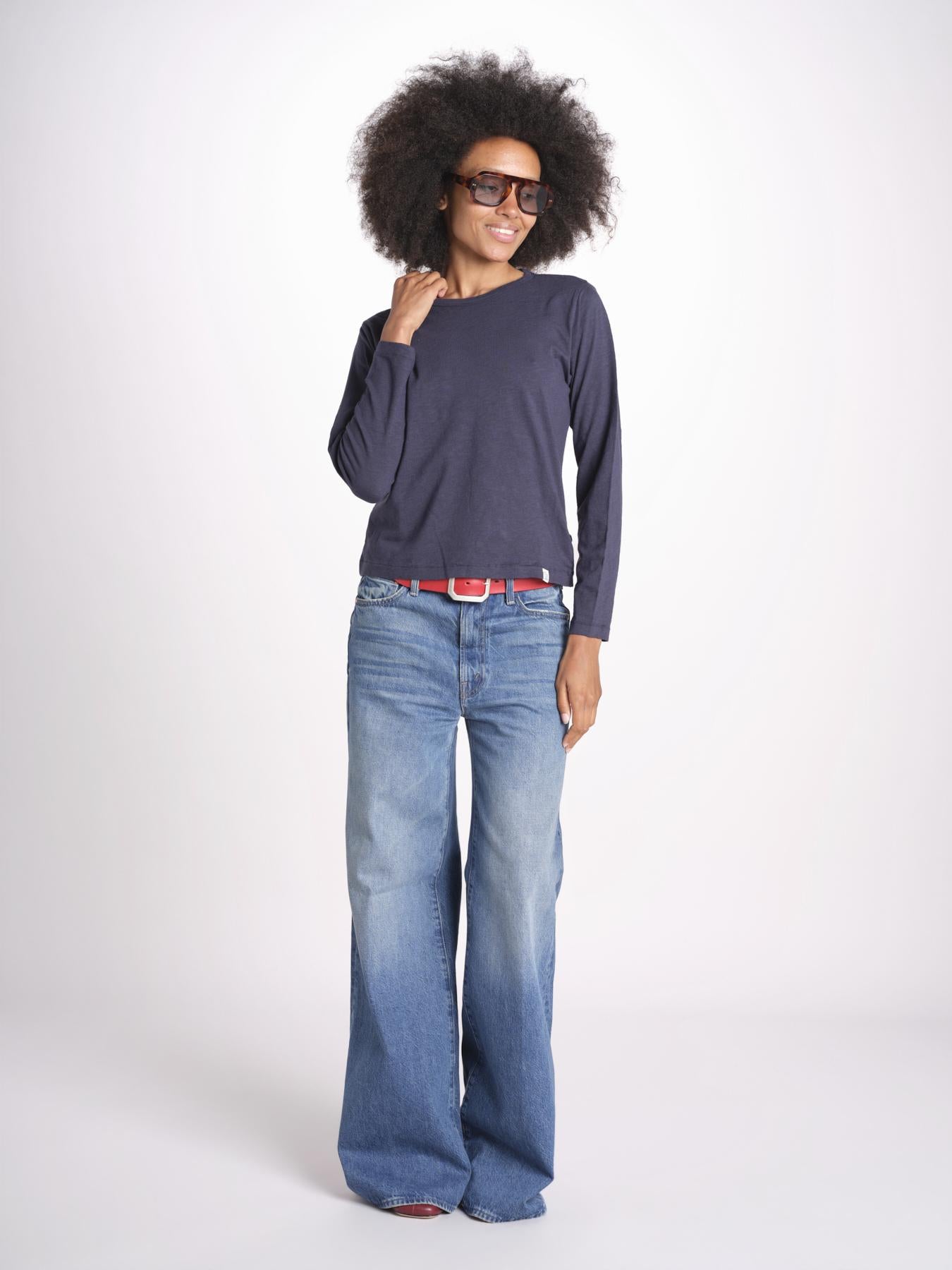 t-shirt girocollo manica lunga WSLS21 58 DEEP BLU merz b 