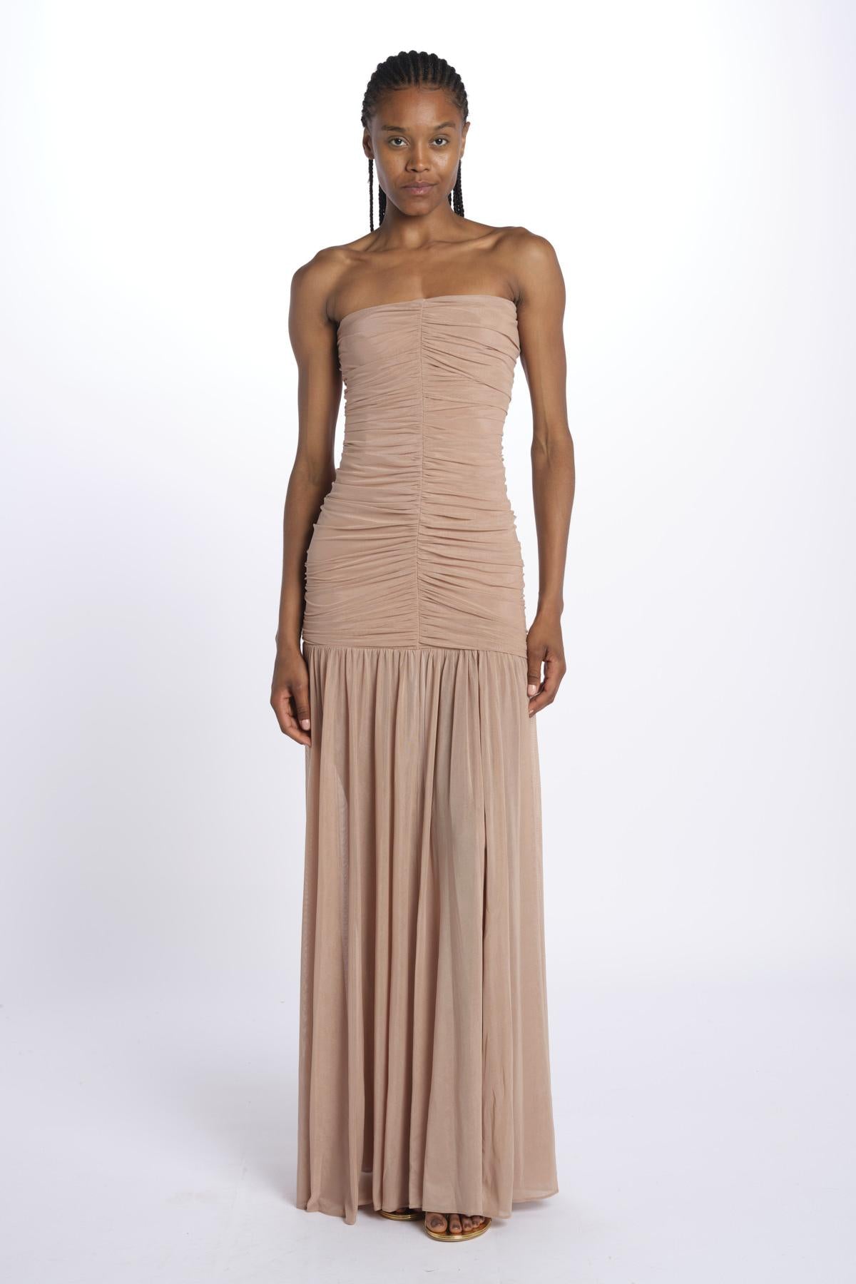 ADELE abito in tulle plisse SS24 9129 LATTE retrofete 