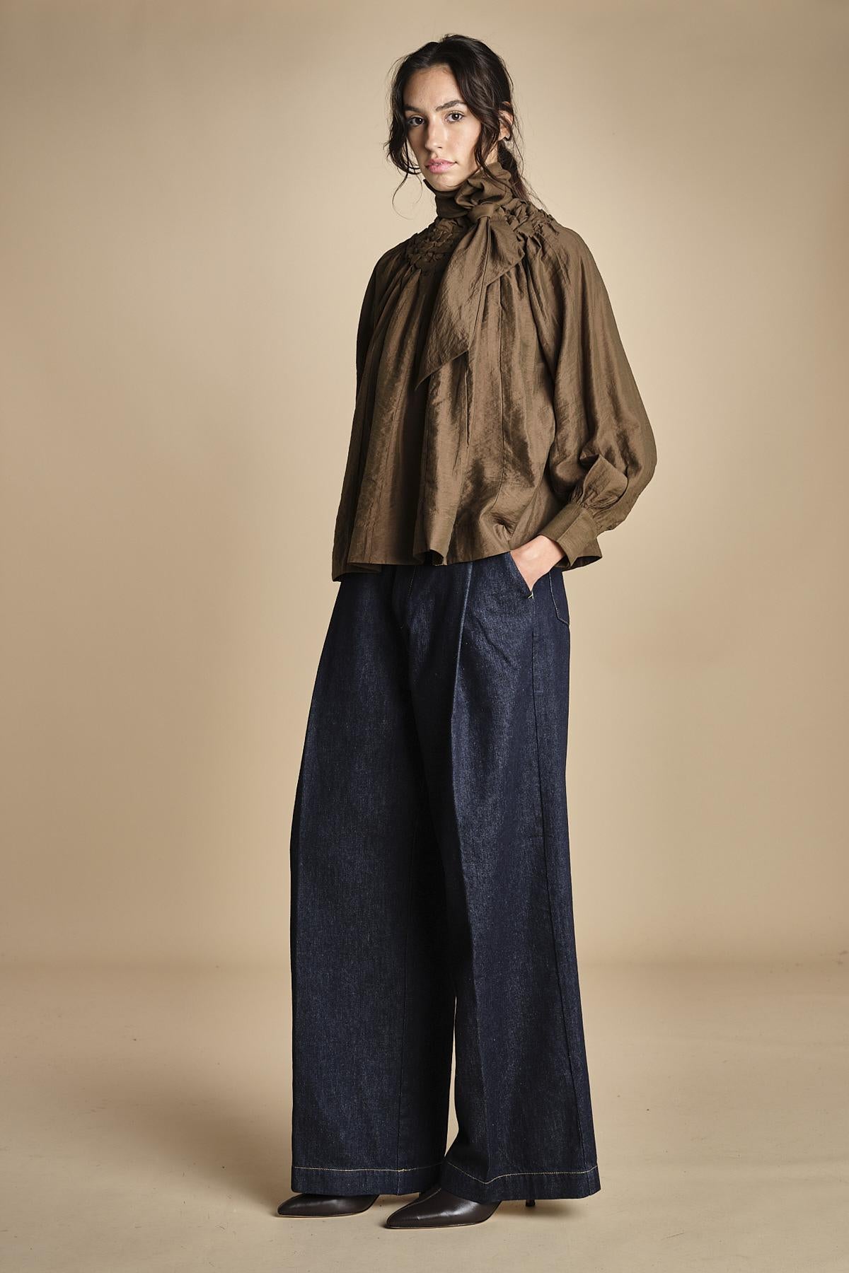 camicia con nastri intrecciati MARONA OLIVE GREEN scarlett poppies 