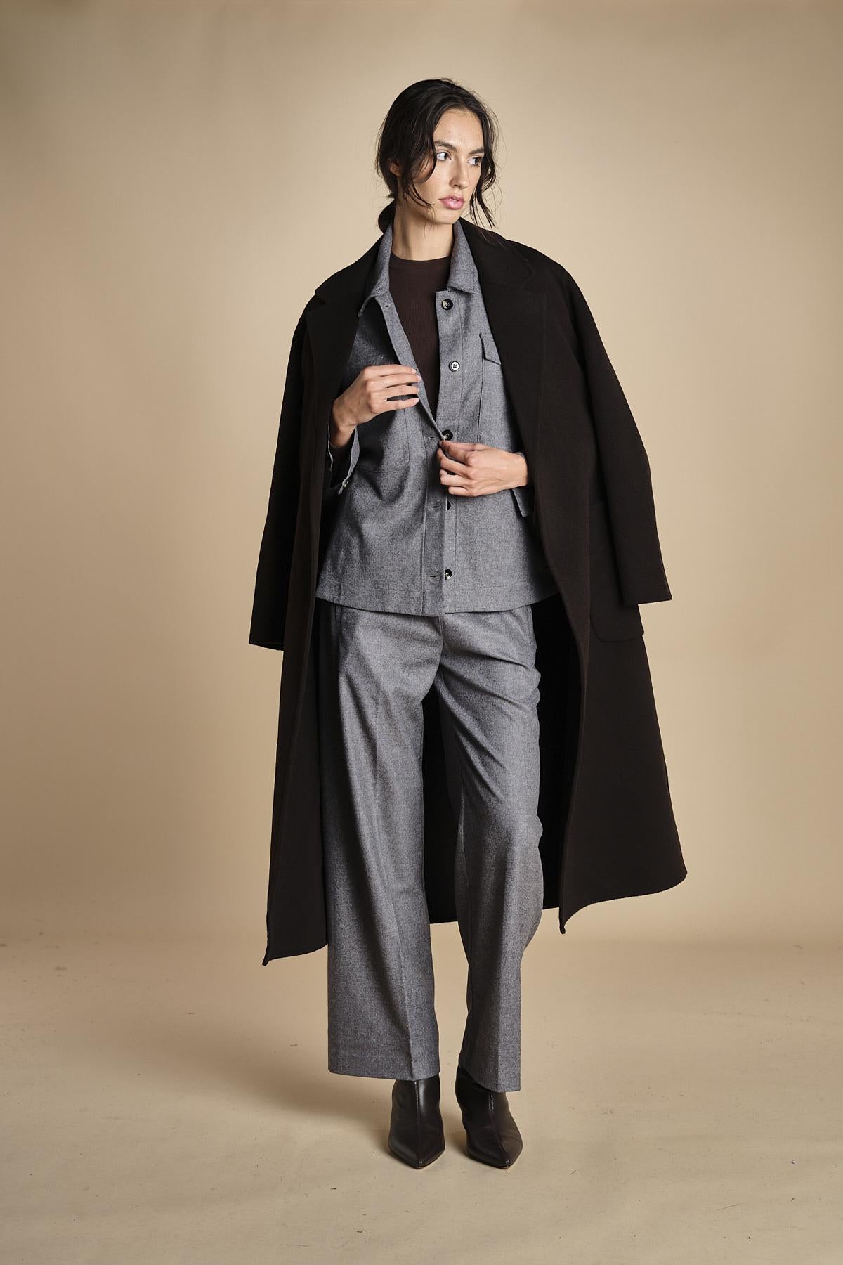 camicia in  flanella con tasche POLINE GREY true avenue 