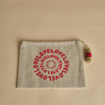 LOVE CIRCLE  pochette grande LOVE C25PO894 BEIGE benaras soleil 