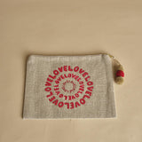 LOVE CIRCLE  pochette grande LOVE C25PO894 BEIGE benaras soleil 